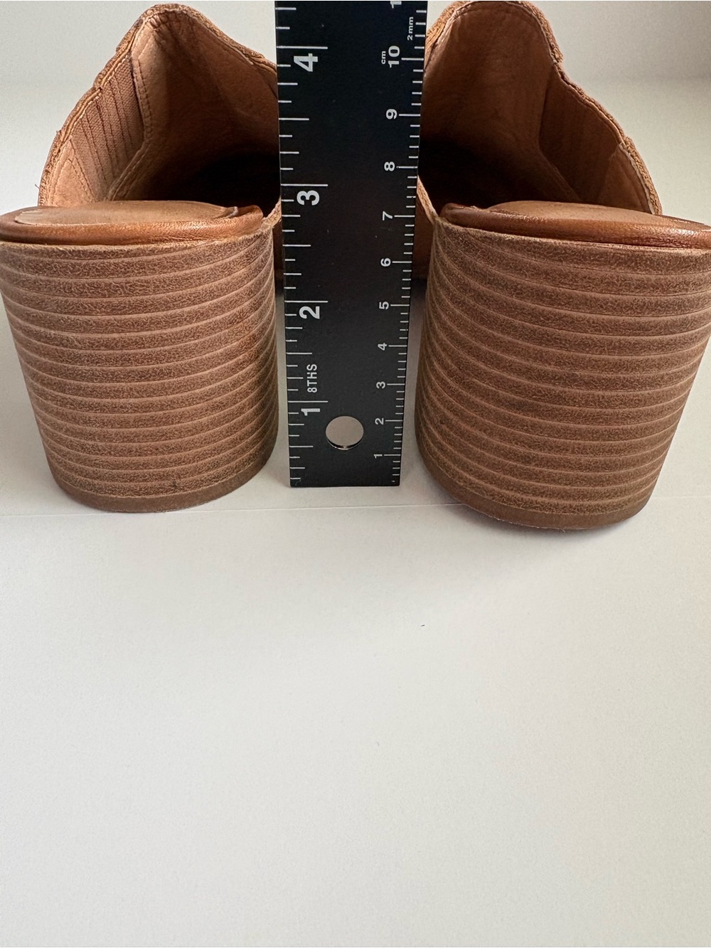 Madewell Carey 100% Leather Brown Stacked Heel Slip-On Mules Size 9.5 - Picture 5 of 12